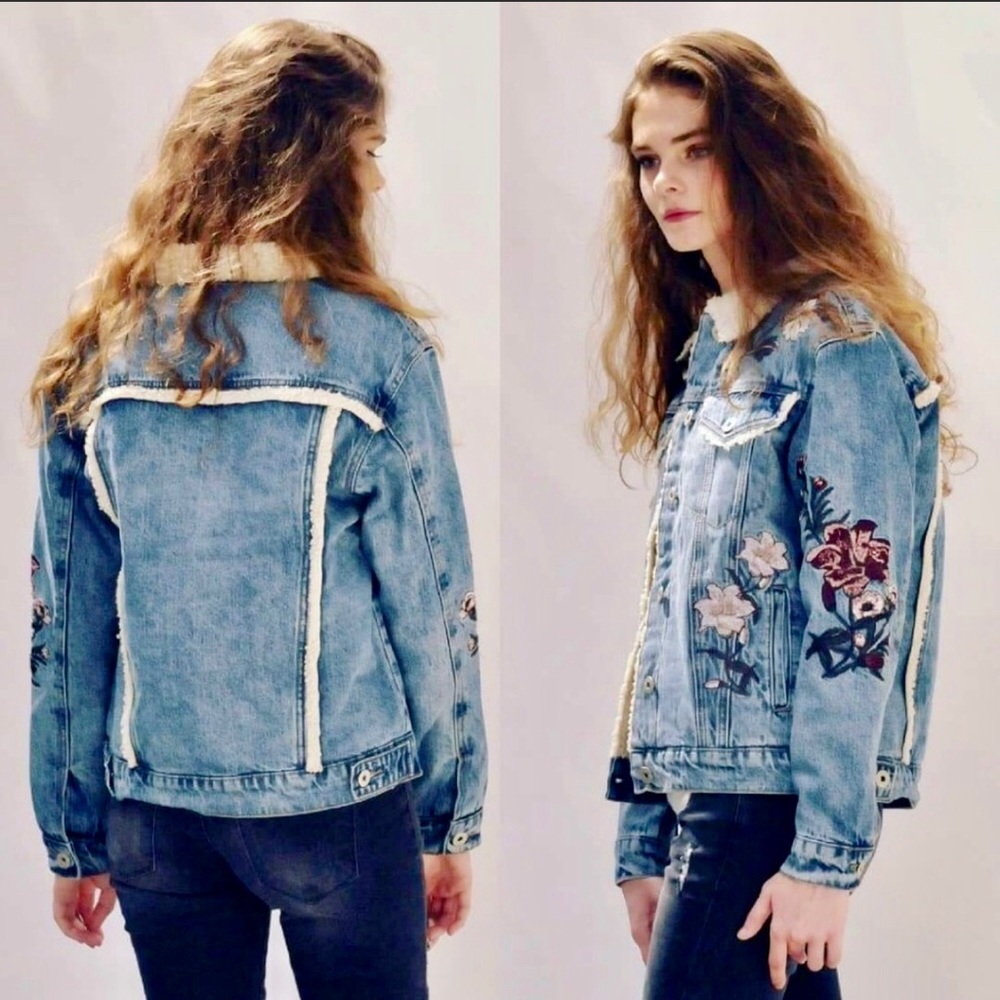 2 LEFT! Embroidered Denim Jacket - Picture 1 of 8